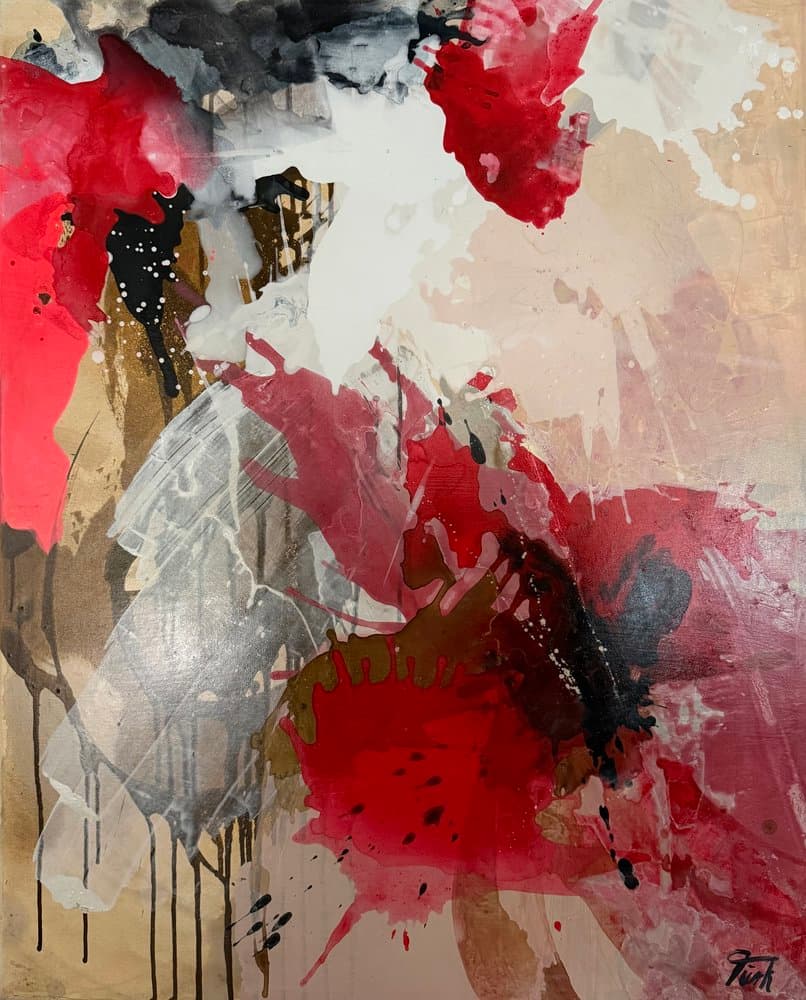 Abstrakt Blumen Rot - Kunstwerk von Sabine Türk