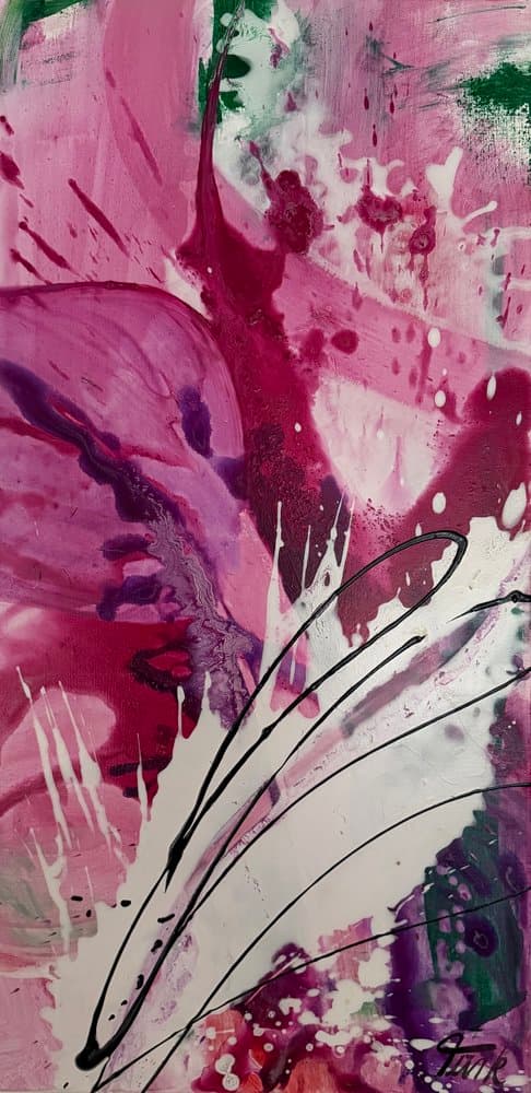 Abstrakt Pink Weiss - Kunstwerk von Sabine Türk