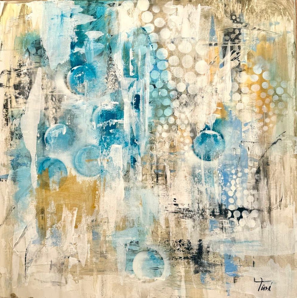 Abstrakt Hellblau Beige - Kunstwerk von Sabine Türk