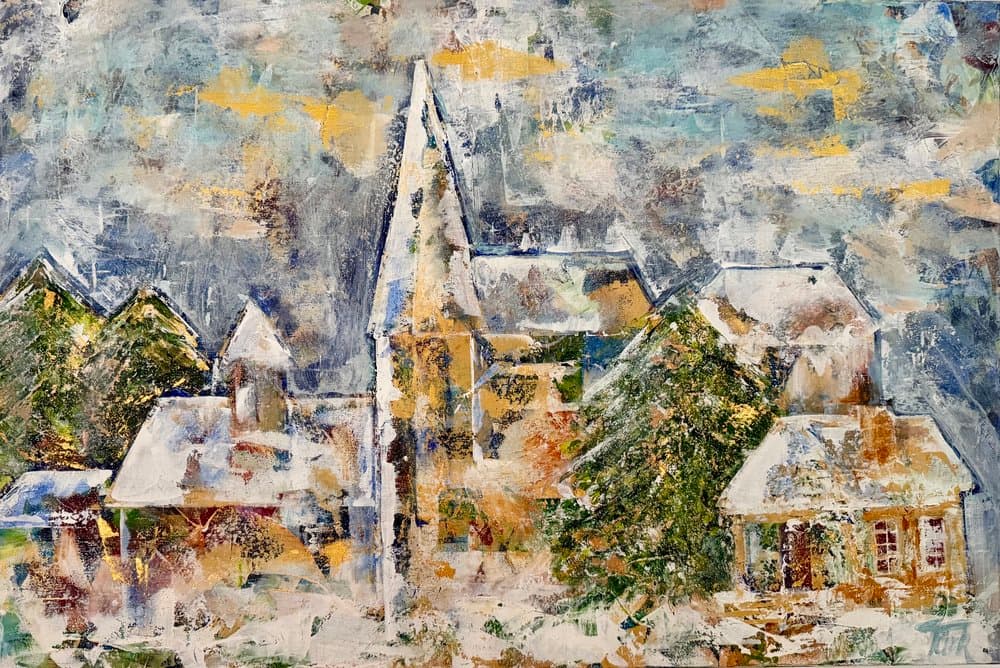 Kleine verschneite Stadt - Kunstwerk von Sabine Türk