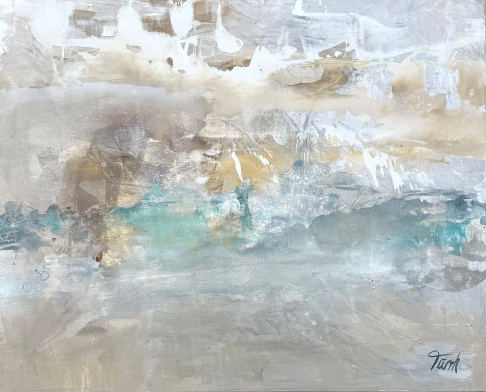 Abstrakt Grün Beige - Kunstwerk von Sabine Türk