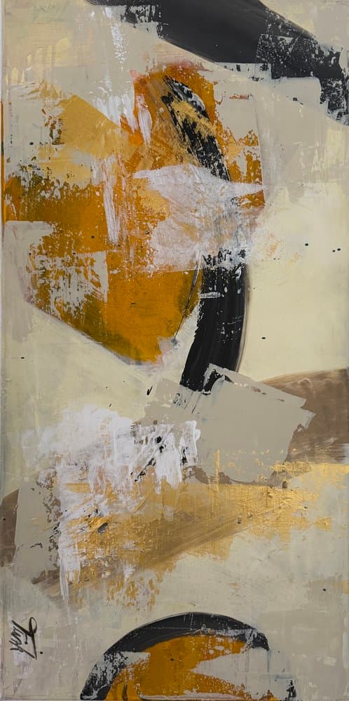 Abstrakt Gold Senf - Kunstwerk von Sabine Türk