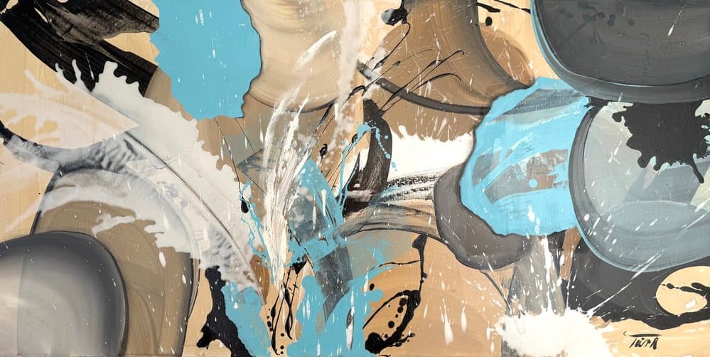 Abstrakt Hellblau Beige - Kunstwerk von Sabine Türk