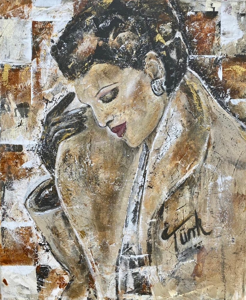 Frau im Mantel - Kunstwerk von Sabine Türk