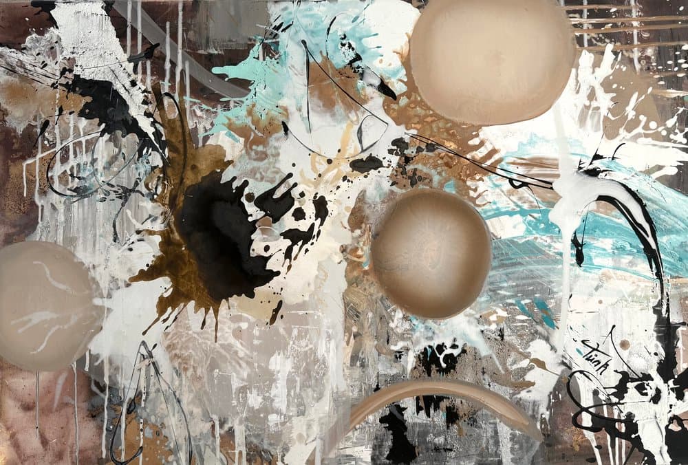 Abstrakt Beige Türkis - Kunstwerk von Sabine Türk