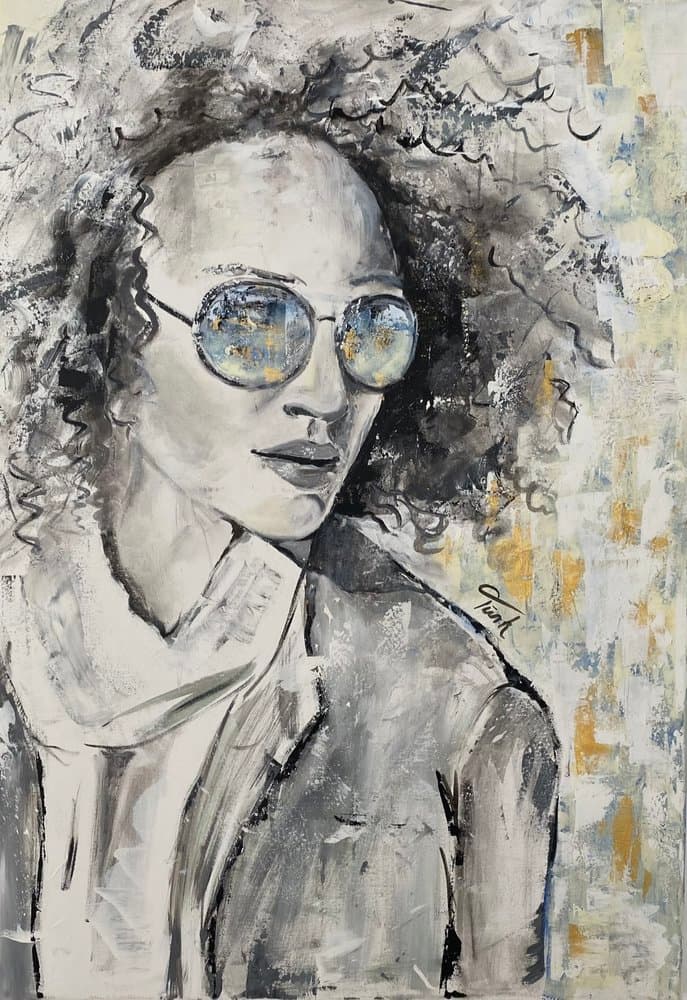 Frau mit Locken - Kunstwerk von Sabine Türk