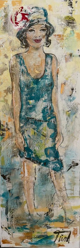 Frau am Strand - Kunstwerk von Sabine Türk