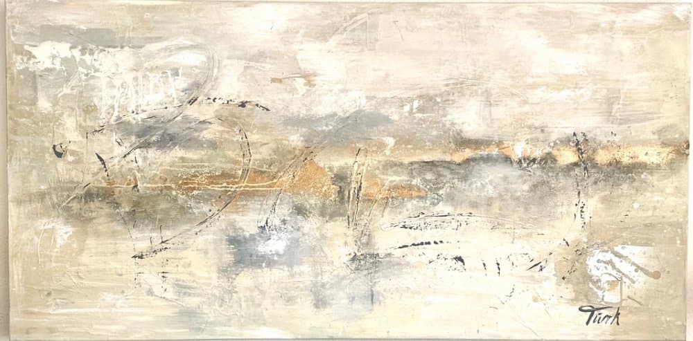 Abstrakt Beige Gold - Kunstwerk von Sabine Türk