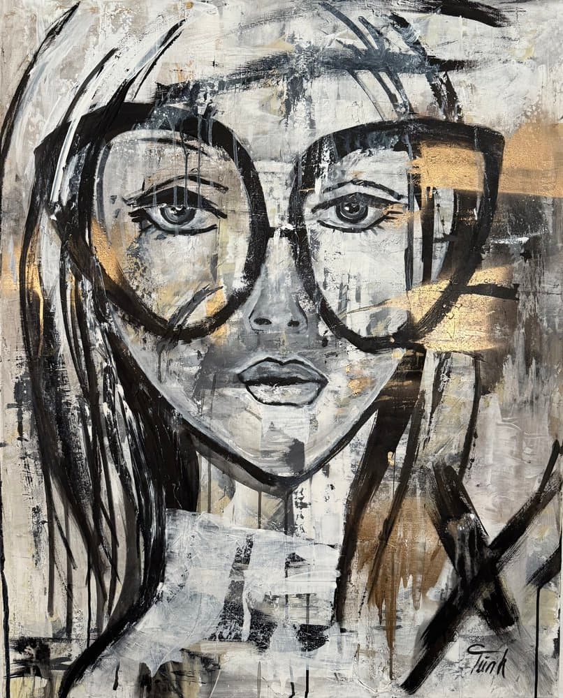 Frau mit Brille - Kunstwerk von Sabine Türk