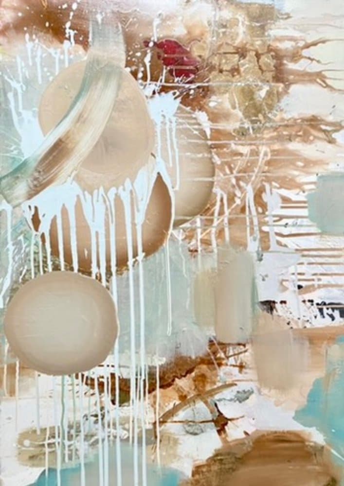 Abstrakt Beige Salbei - Kunstwerk von Sabine Türk