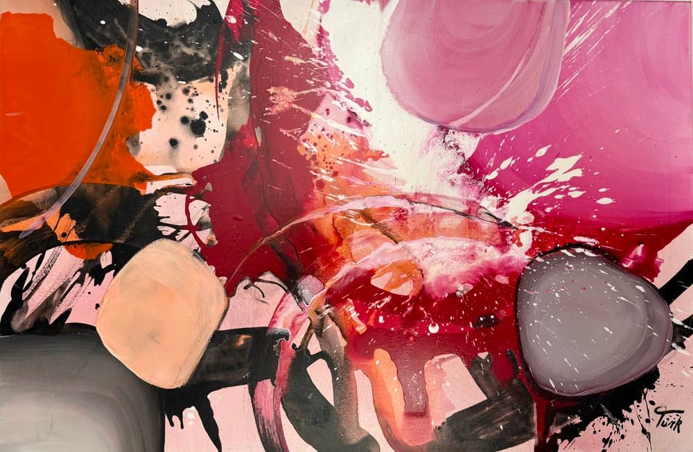 Abstrakt Orange Pink - Kunstwerk von Sabine Türk