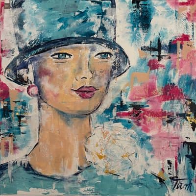 Frau mit Hut Türkis - Galerie Bild 1